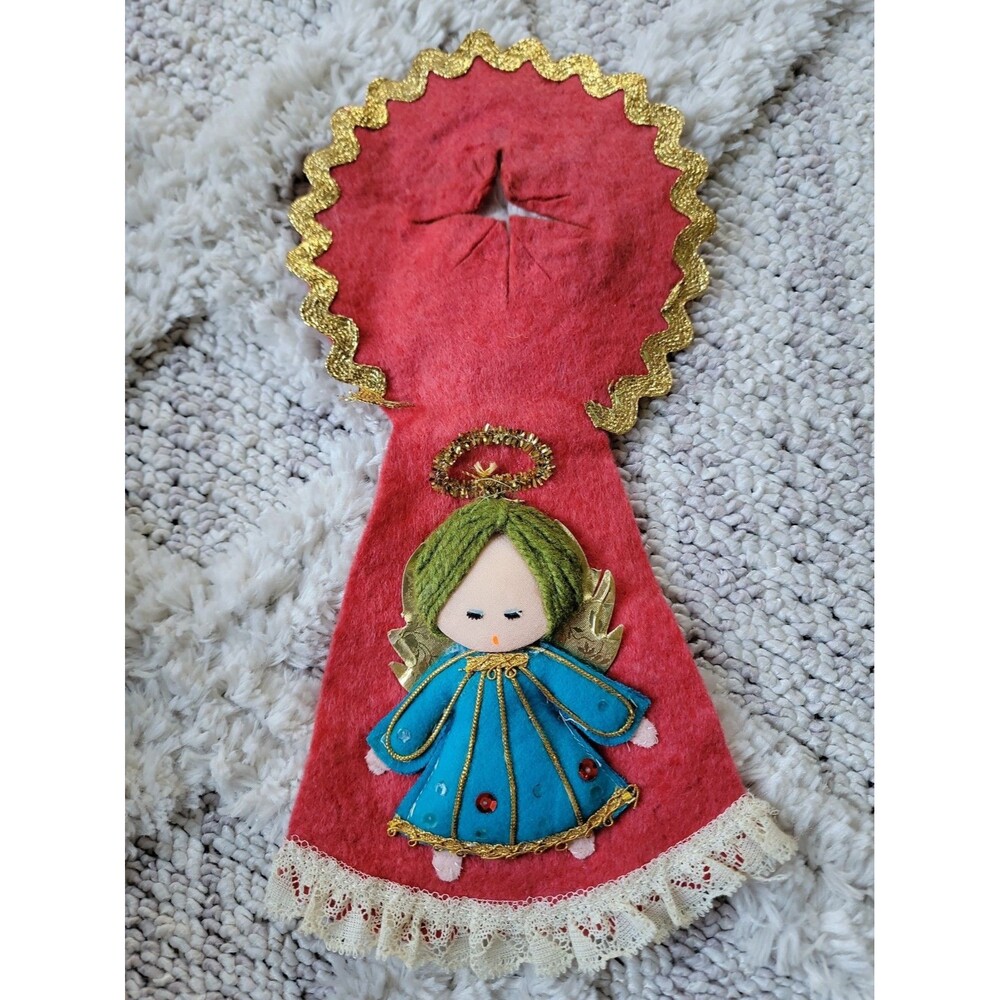 Vintage Handmade Felt Angel Door Hanger 12"